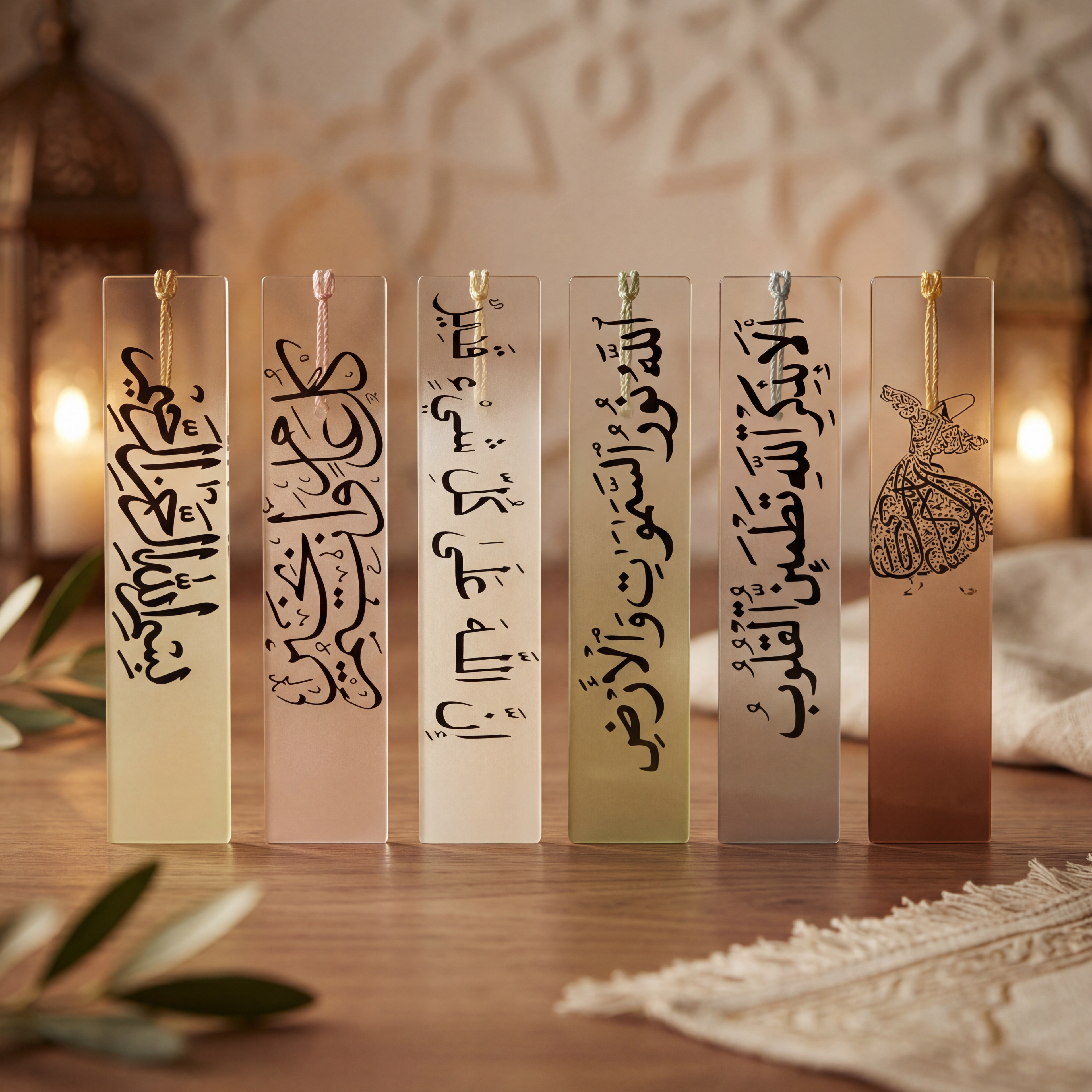 Quran Reflection Bookmark Set (6-Piece) — Arabic Calligraphy with Tassel