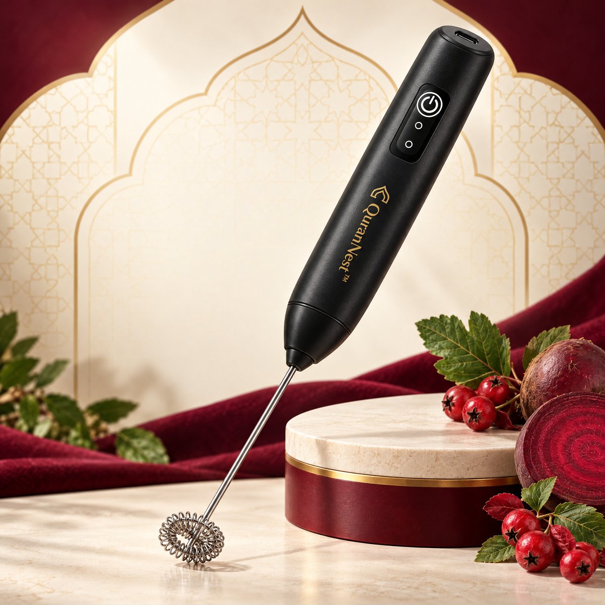 QuranNest™ Electric Wellness Mixer — Rechargeable Botanical Drink Mixer